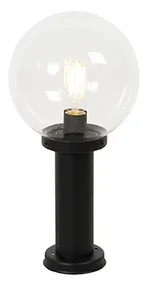 Vonkajšia stojaca lampa čierna s priehľadnou guľou 50 cm IP44 - Sfera