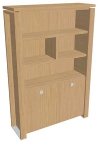 Vysoká skriňa Verno+ 140 x 46 x 210 cm, s regálom, dub svetlý