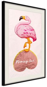 Artgeist Plagát - Flamingo in Love [Poster] Veľkosť: 20x30, Verzia: Čierny rám s passe-partout