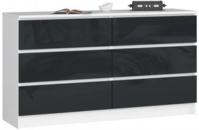 Komoda K140 6SZ CLP grafitová, lesk