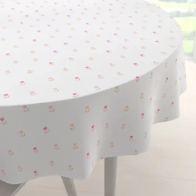 Biante Teflónový okrúhly obrus TF-115 Farebné tulipániky na bielom Ø 40 cm