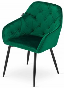 Zelené zamatové jedálenské kreslo FORIO