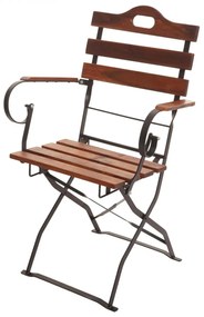 Záhradná súprava 4 skladacích stoličiek a stola HWC-J40, drevo / kov - hnedá