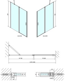 Polysan Polysan, ZOOM LINE sprchové dvere 1400mm, číre sklo, ZL1314