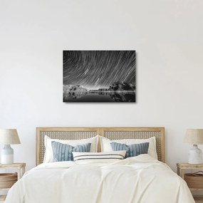 Čiernobiely sklenený obraz hviezdnej oblohy (70x50 cm)