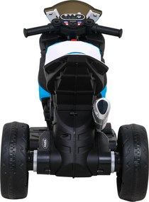 Ramiz BMW HP4 Detský motocykel na batérie Modrá + 3 kolieska + LED + MP3 USB + Eco koža