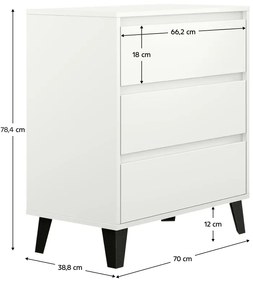 Komoda BOGAN 3S70, biela