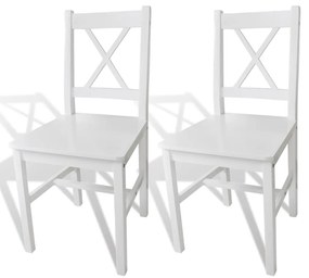 Jedálenské stoličky 2 ks, biele, borovicové drevo