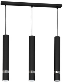 Závesné svietidlo Joker, 3x čierne kovové tienidlo, b/ch