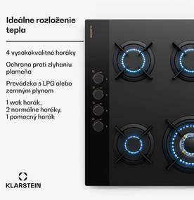Klarstein Goldflame Nano plynová varná doska, 4 mosadzné horáky, Nano povlak, LPG/zemný plyn