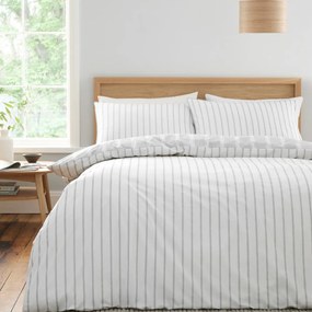 Sivé bavlnené obliečky na dvojlôžko 200x200 cm Ashford Stripe – Bianca