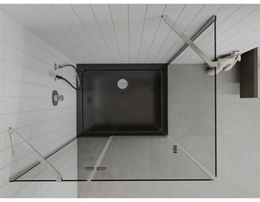 Mexen Roma, sprchový kút s krídlovými dverami 100 (dvere) x 80 (stena) cm, 6mm číre sklo, chrómový profil + slim sprchová vanička čierna + chrómový sifón, 854-100-080-01-00-4070