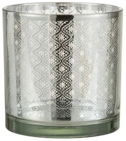 Sklenený svietnik so strieborným ornamentom Oriental silver - Ø 15*15cm