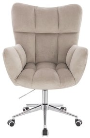LuxuryForm DESIGN Kreslo AURORA VELUR na striebornej podstave s kolieskami - latte