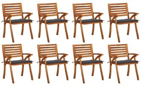 Záhradné stoličky so sedákmi 8 ks akáciový masív
