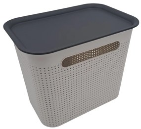 Úložný box s rúčkami BRISEN 7l, 26x18x21cm, biely S vekom / Bez veka: Bez veka
