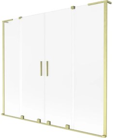 Mexen Velar L Duo, 2-krídlová posuvná vaňová zástena 170 x 150 cm, 8mm sklo námraza, zlatá matná, 896-170-003-32-55