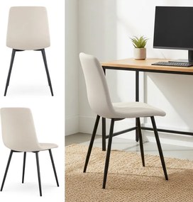 Sada ôsmich jedálenských stoličiek LIVO zamatové, béžové / čierne nohy (8 ks)