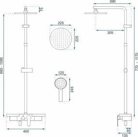 REA - Santos sprchový set s batériou 150mm,  čierna, REA-P8803