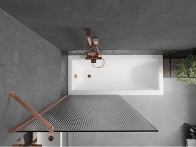 Mexen Next, 1-krídlová vaňová zástena 90 x 150 cm, 6mm sklo Ribs, medená matná, 895-090-000-00-09-65