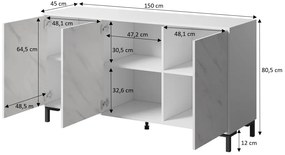 Cama Biela Komoda Marmo 150