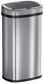 InternetovaZahrada Bezdotykový hranatý odpadkový kôš s USB 50 L - strieborný