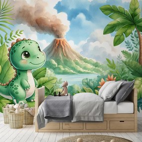 Fototapeta - Dino a sopka (147x102 cm)