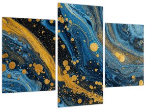 Obraz - Modrá abstrakcia so zlatom (90x60 cm)