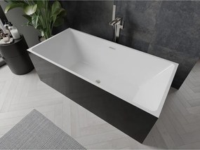 Mexen Nita, voľne stojaca vaňa 170 x 80 cm, biela-čierna, brúsená oceľ prepad, 52091708075-97