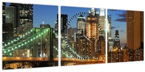 Obraz - Most s New Yorkom (s hodinami) (90x30 cm)