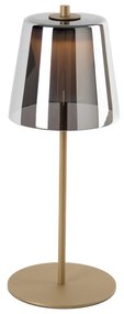 Moderná stolová lampa zlatá s dymovým sklom vrátane LED s 3-stupňovým stmievaním - Jent
