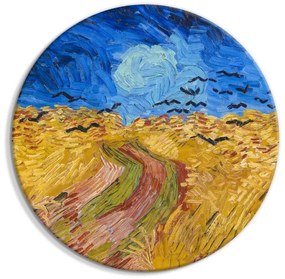 Artgeist Okrúhlý obraz - Wheat Field With Crows, Vincent Van Gogh - Summer Countryside Landscape Veľkosť: 80x80
