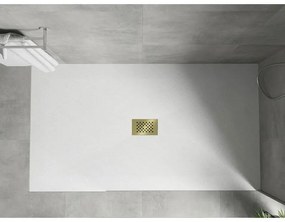 Mexen Hugo, obdĺžniková sprchová vanička SMC 180 x 100 cm, biela, zlatá krytka, 42101018-G