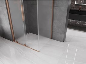 Mexen Velar, sprchový kút s posuvnými dverami 130 x 90 cm, 8mm sklo námraza, medená matná, 871-130-090-31-65