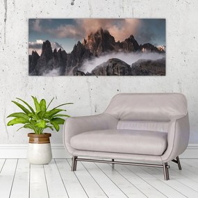 Obraz - Talianske dolomity schované v hmle (120x50 cm)