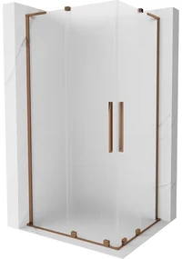 Mexen Velar L Duo, sprchový kút s posuvnými dverami 100 x 90 cm, 8mm sklo námraza, ružové zlato, 871-100-090-02-33-60