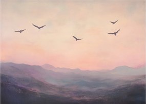 Sklenený obraz - Hejno vtákov II. (70x50 cm)