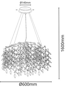 Krištáľový luster na lanku 9xG9/40W/230V zlatá