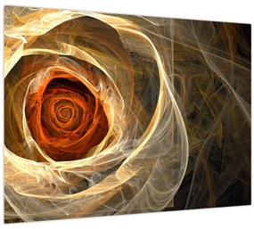 Sklenený obraz - Abstraktné ruže v ohnivých farbách (70x50 cm)