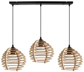 Závesné svietidlo Timber, 3x drevené tienidlo, n