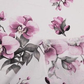 Biante Bavlnený záves Sandra SA-623 Lila orchidey na bielom 150x180 cm