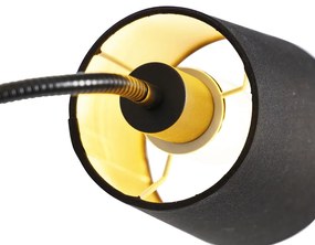 Klasická stojaca lampa čierna so zlatom a lampou na čítanie - Retro