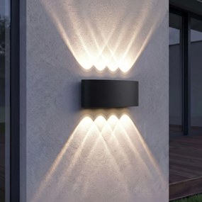 Toolight Toolight, JNH041-8G, vonkajšie LED nástenné svietidlo hore/dole, 8 LED, 12 W, 4000 K, IP44, čierna matná, OSW-56232