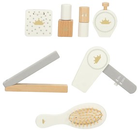 KIK Detský drevený toaletný stolík LULILO BELLA pre dievčatá so zrkadlom a doplnkami, biely