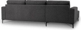 Antracitová ženilková rohová pohovka (ľavý roh/s leňoškou) Fabian – Scandic
