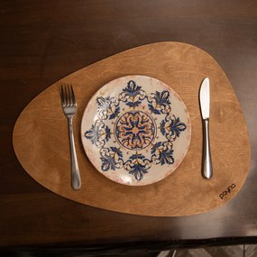 Sada 4 ks dřevěných prostírání WOODY ořech