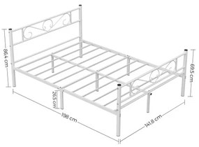 Kovová manželská posteľ 140 cm RMB063W01