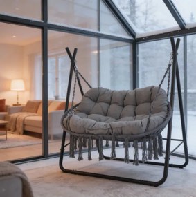 Závesné hojdacie kreslo s konštrukciou, cocon pre 2 osoby POLY