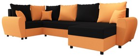 Rohová sedačka v tvare U Fleur Long (oranžová + čierna) (L). Akcia -20%. Vlastná spoľahlivá doprava až k Vám domov. 1061960