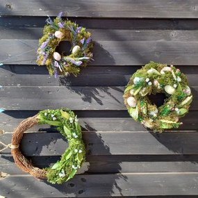 DECOLED Veľkonočný veniec, 30 x 8 cm, trávy a vajíčka